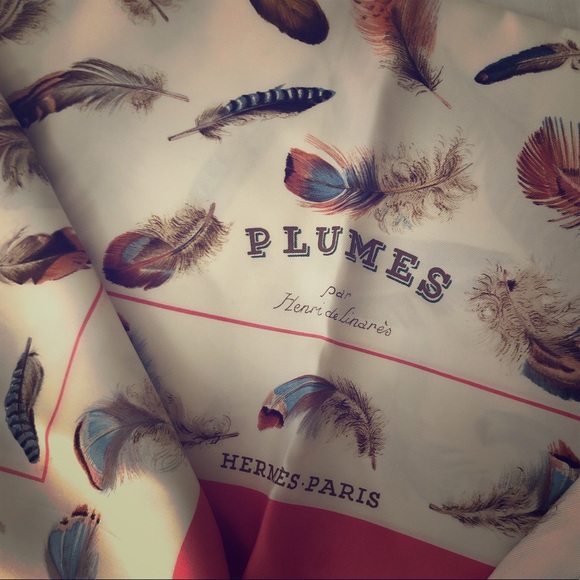 Hermes Accessories - —Vintage—Mint condition Hermes silk scarf—plumes—